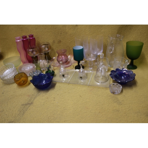 206 - Large Collection of Glassware including Coloured Glass and Edinburgh Crystal Bells