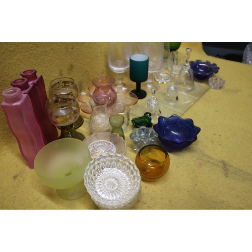 206 - Large Collection of Glassware including Coloured Glass and Edinburgh Crystal Bells