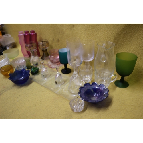 206 - Large Collection of Glassware including Coloured Glass and Edinburgh Crystal Bells