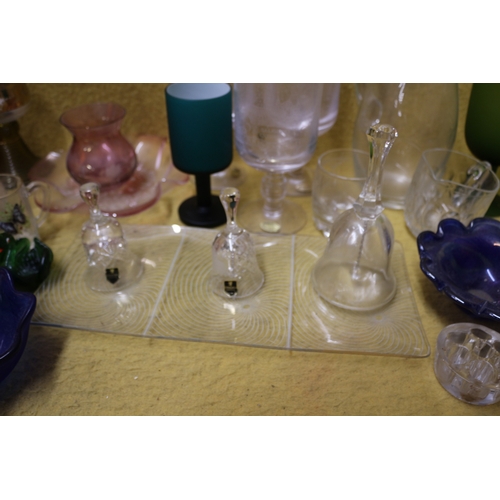 206 - Large Collection of Glassware including Coloured Glass and Edinburgh Crystal Bells