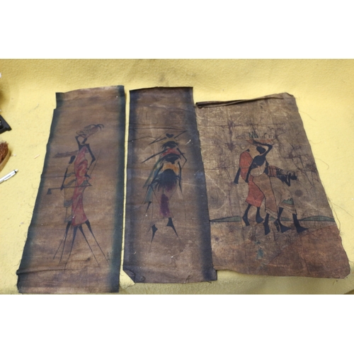 212 - 6 x Vintage African Scenes Hand Painted Cloths