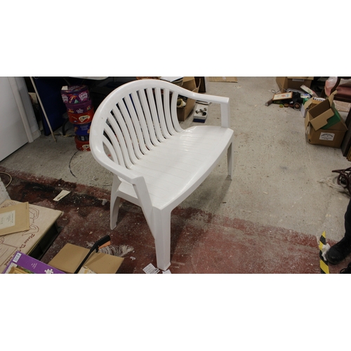 223 - White Plastic Garden Bench - 114cm Wide