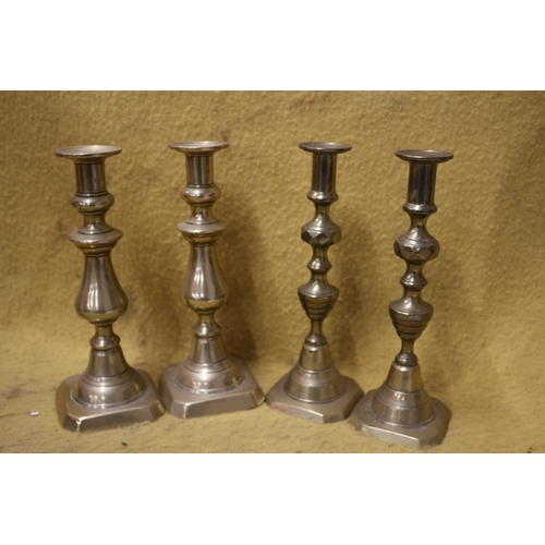 242 - 2 Pairs of Brass Candlesticks - 24cm Tall