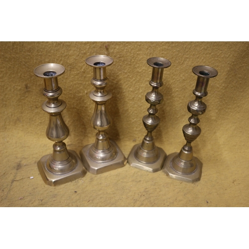 242 - 2 Pairs of Brass Candlesticks - 24cm Tall