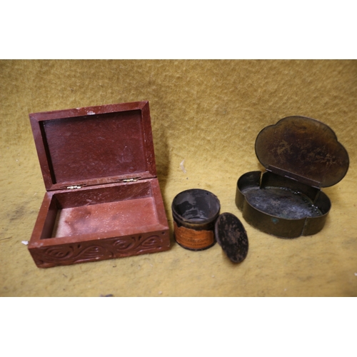 249 - 3 x Small and Unusual Boxes Made from Various Materials including Tin Example Believed to be from Ch... 