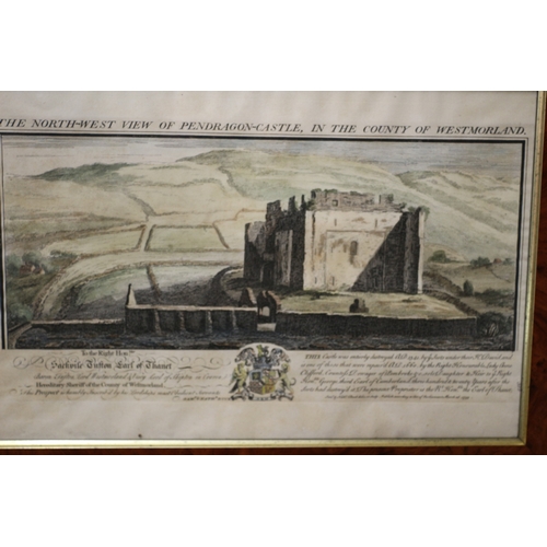 272 - Coloured Engraving of Pendragon Castle - 43 x 30cm