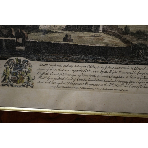 272 - Coloured Engraving of Pendragon Castle - 43 x 30cm