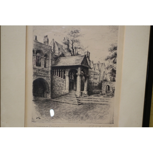 321 - Canterbury Cathedral Cottages Engraving - 37 x 30cm