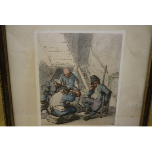 348 - Men Drinking in a Cellar - 43 x 34cm