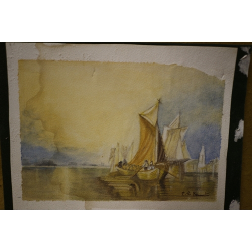 358 - Watercolour of Boats - 32 x 24cm