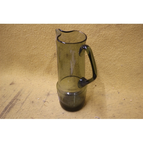 373 - Possibly Mid Century Caithness Tall Smokey Glass Jug - 30 cm Tall