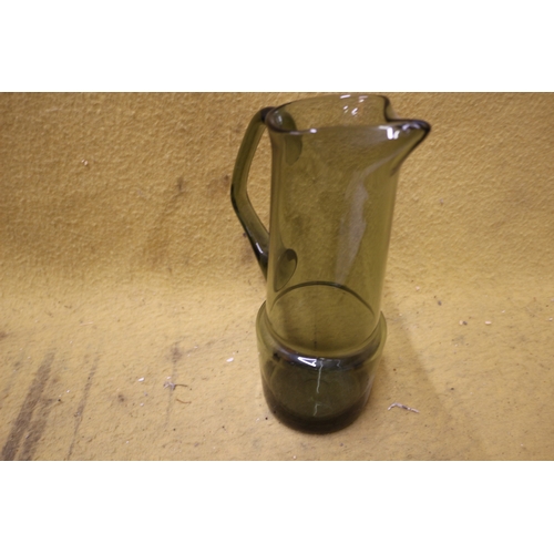 373 - Possibly Mid Century Caithness Tall Smokey Glass Jug - 30 cm Tall