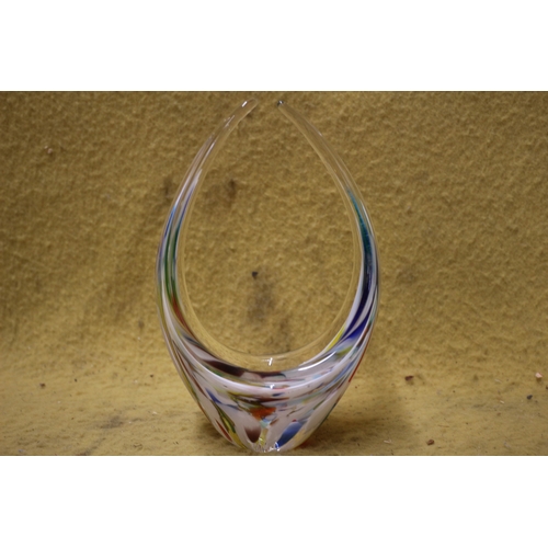 382 - End of Day Glass Basket - 22cm Tall