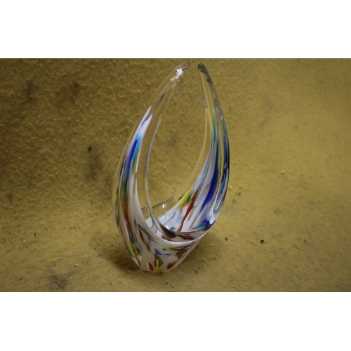 382 - End of Day Glass Basket - 22cm Tall