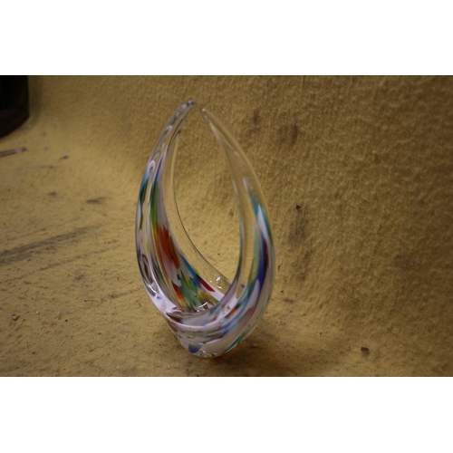 382 - End of Day Glass Basket - 22cm Tall