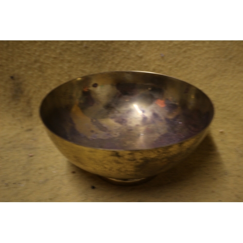 385 - Aged Brass Footed Singing Bowl - 20cm dia