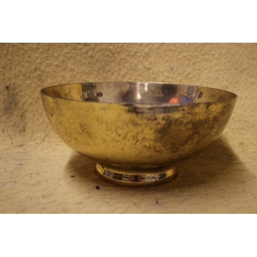 385 - Aged Brass Footed Singing Bowl - 20cm dia