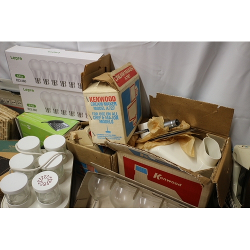 13 - Large Bundle of Household and Kitchen Appliances inc Kettles, Glassware, Telephone and Lightbulbs