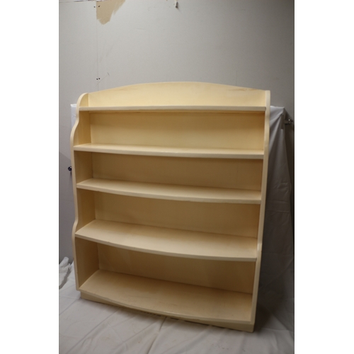 32 - 5 Tier Cream Wooden Shelf Unit. 126cm Tall x 95.5cm Wide