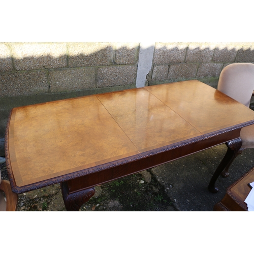 37 - Burr Walnut Covered Table with Removable Middle Section, 6x Chairs, Opening Coffee Table with Ball &... 