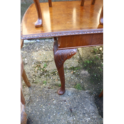 37 - Burr Walnut Covered Table with Removable Middle Section, 6x Chairs, Opening Coffee Table with Ball &... 