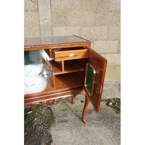 38 - Beautiful Piece - Burr Walnut Covered Drinks Cabinet, 90cm wide With Internal Drawer and tray, Cutti... 