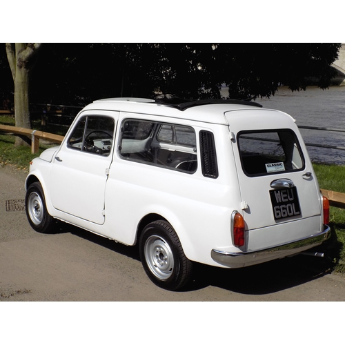 125 - Manufacturer:Fiat Model:
500 Giardiniera  
First Registered:1973 Registration No:
WEU 660 L 
Mileage... 