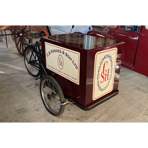 100 - TRICYCLE WITH ADVERTISING BOX & PUSH CART