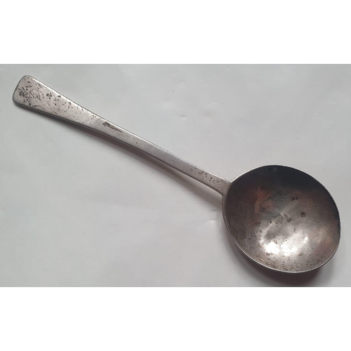 130 - A 17thC Puritan silver spoon, three crown marks to handle, 7