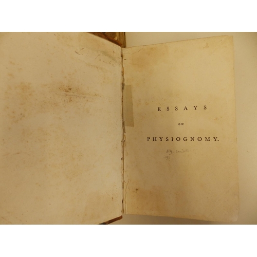 17 - Lavater - 'Essays on Physiognomy', two vols., illus., printed in London by Robinson 1789, leather sp... 