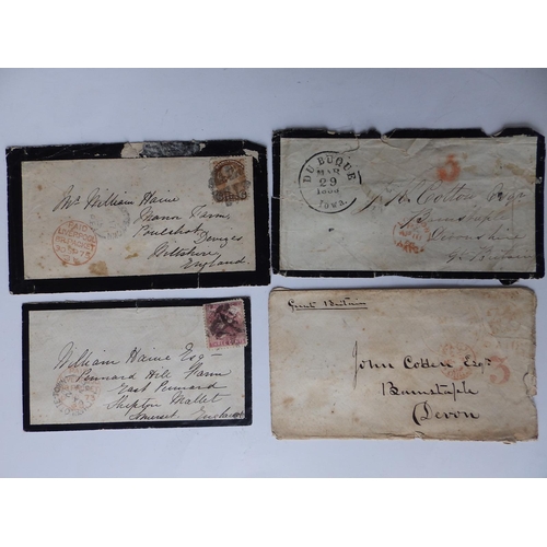 25 - A 19thC postal cover from Du Buque, Iowa, 1853, two from Charlotte Town 1873 & 1875 , three others a... 