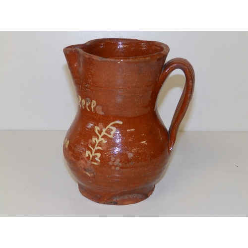 37 - A 19thC Spanish earthenware jug - 'AP Barcelona, Boolega Calella', 7