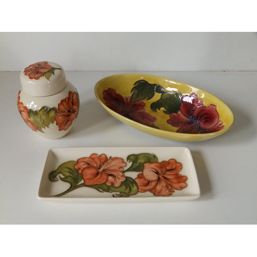 50 - A Moorcroft yellow ground Hibiscus oval dish, 9