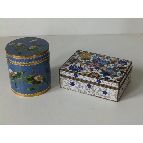 74 - An Oriental cloisonne cigarette box with silver-plated mounts, 4.5