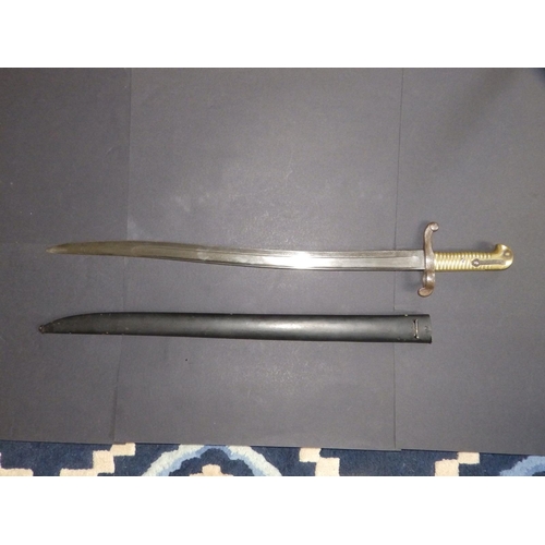 87 - A 19thC French  brass-hilt bayonet with 22.5