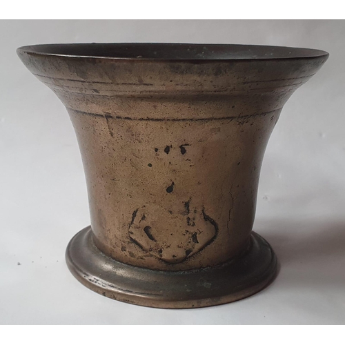 98 - A 17thC bronze mortar, cast with the bust of Charles II, 3.75