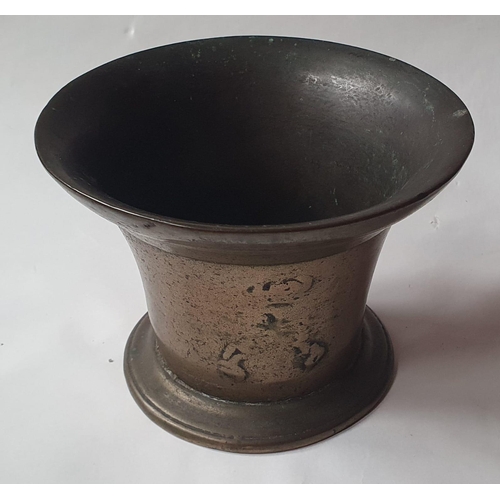 98 - A 17thC bronze mortar, cast with the bust of Charles II, 3.75