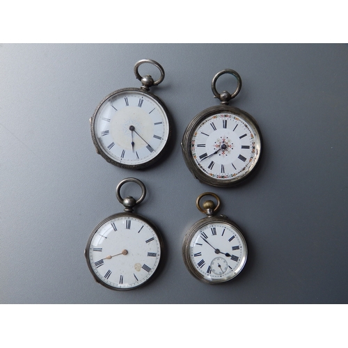 152 - Four ladies' silver open-faced pocket watches.