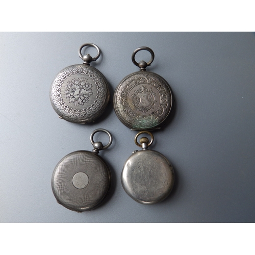 152 - Four ladies' silver open-faced pocket watches.