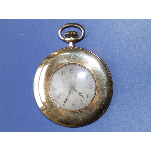 159 - An early 20thC Swiss 18ct gold slimline case pocket watch, lion crest to back of case, presentation ... 