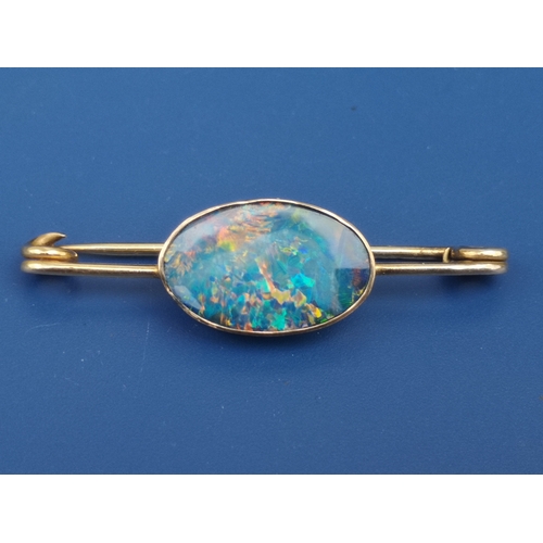 169 - An Edwardian opal set 9ct gold bar brooch - Chester 1903,  2