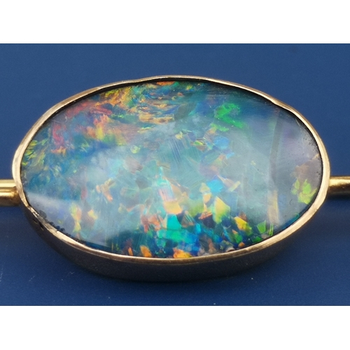 169 - An Edwardian opal set 9ct gold bar brooch - Chester 1903,  2