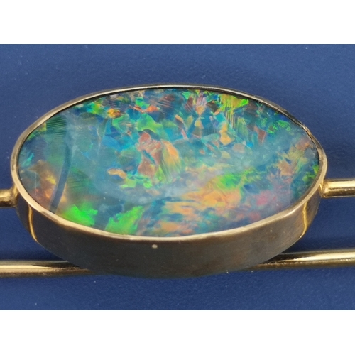 169 - An Edwardian opal set 9ct gold bar brooch - Chester 1903,  2