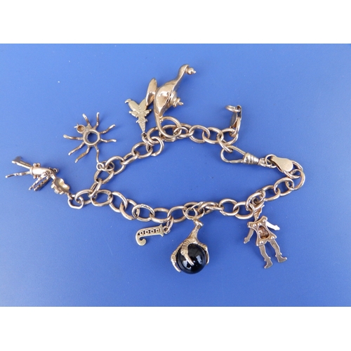 193 - A 9ct charm bracelet with nine charms.