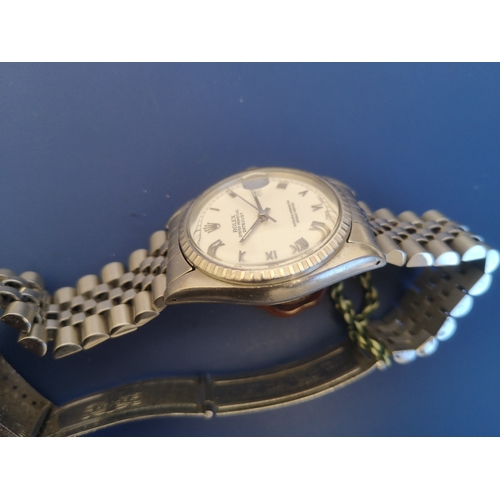 151 - A  gent's  stainless steel Rolex bracelet wrist watch, Model 16014,  fitted with white Datejust dial... 