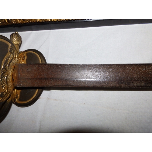 93 - A 1796 Infantry sword with gilt brass folding hilt, 38