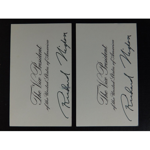 15 - Four Richard Nixon autopen signatures on Vice President business cards - one slightly smudged.