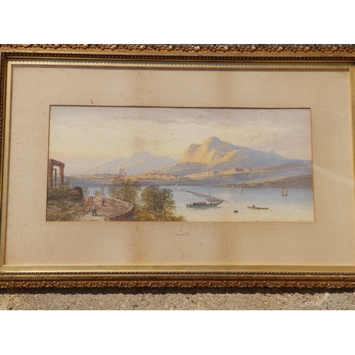 7 - L. Lewis - watercolour - The Bay of Naples, signed , 9.25