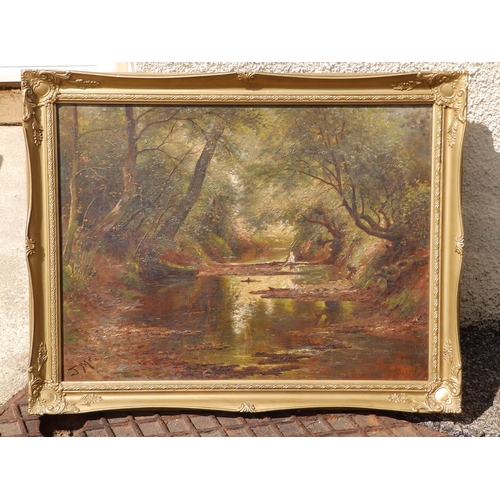 8 - J. McIntyre - oil on canvas - A young fisherman in Brent Brook, Hendon, initialled.