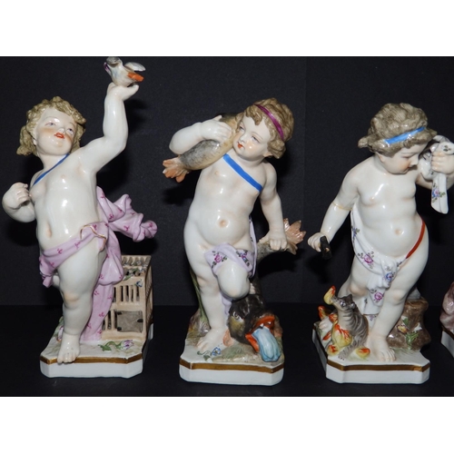 60 - A set of four Samson porcelain figures of putti emblematic of the seasons, pseudo Meissen marks, 8